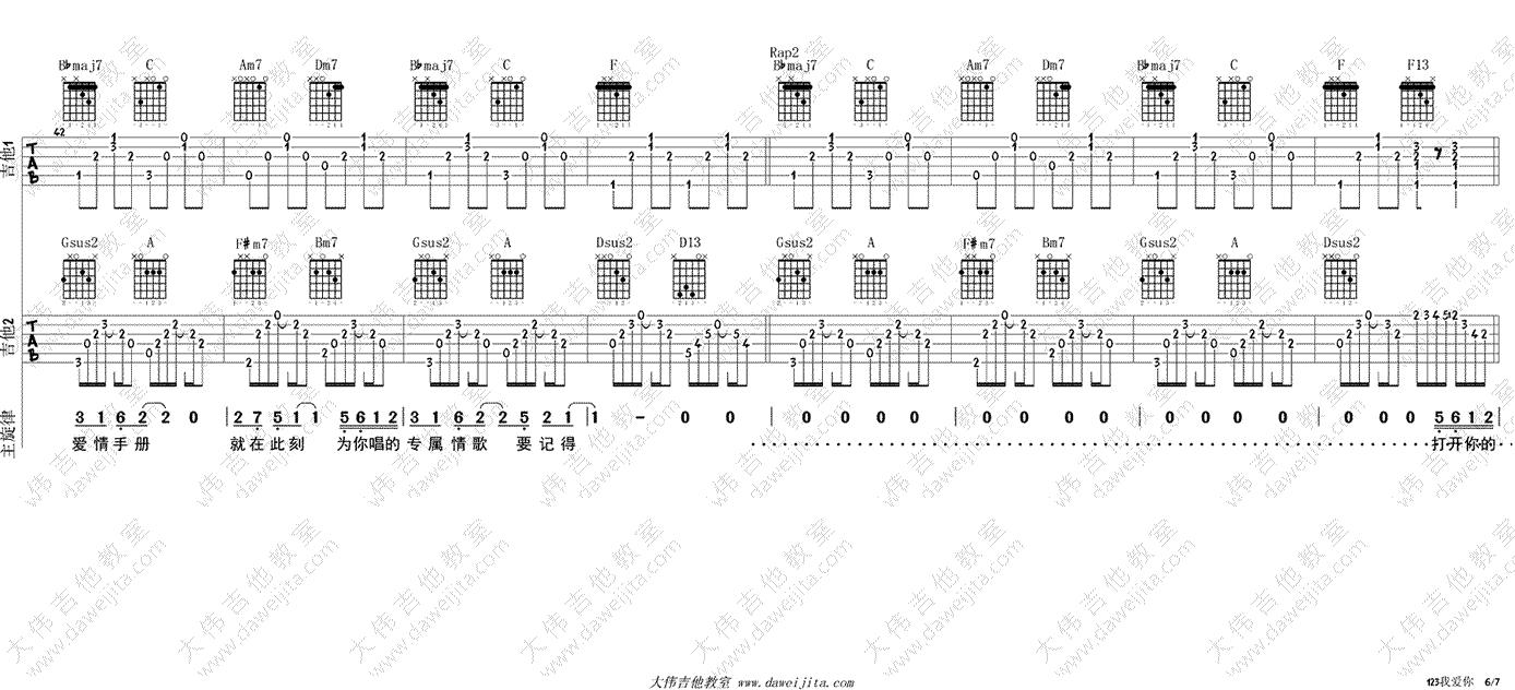 新乐尘符《123我爱你》吉他谱-6