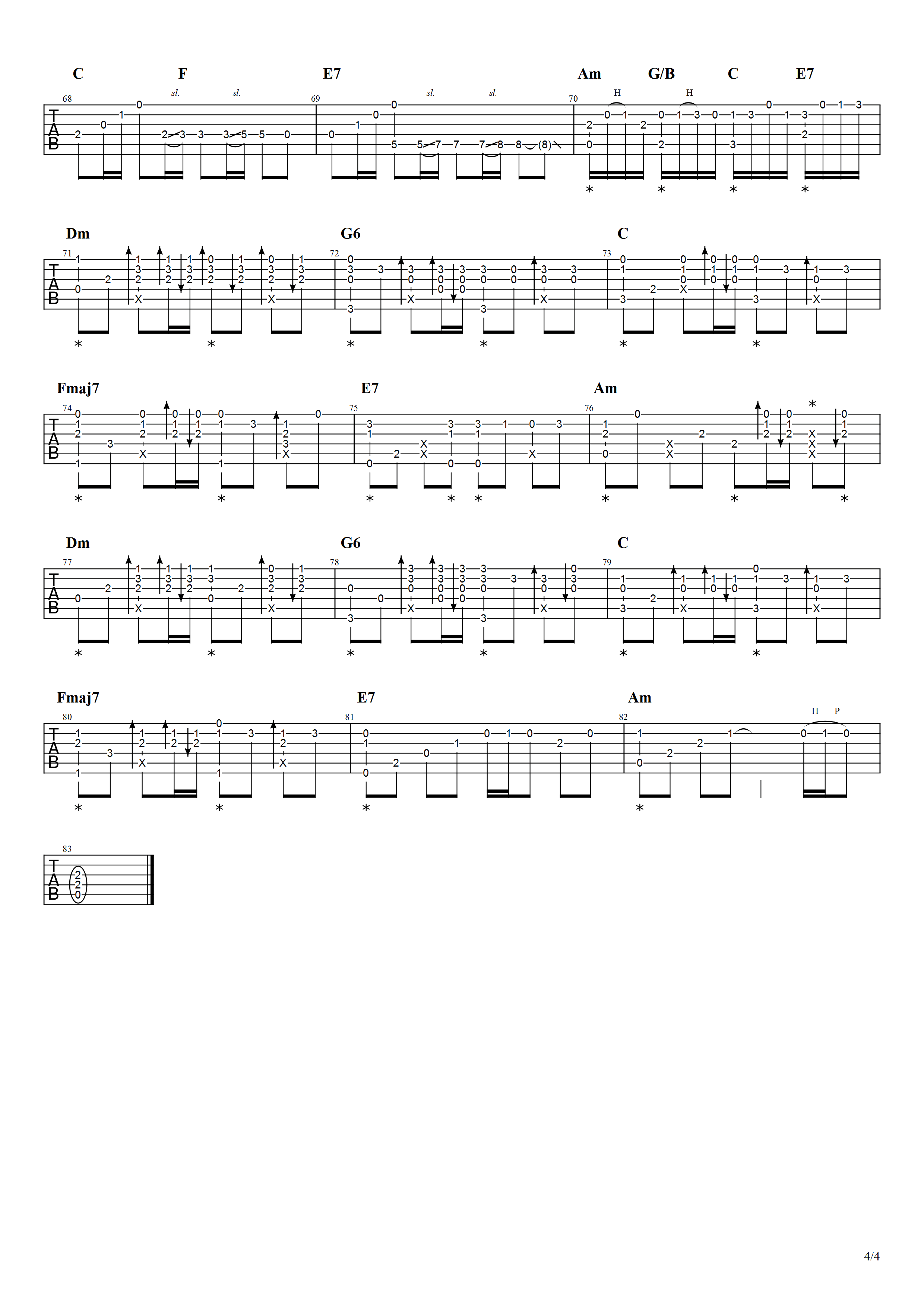 冷雨夜指弹谱 Beyond-4