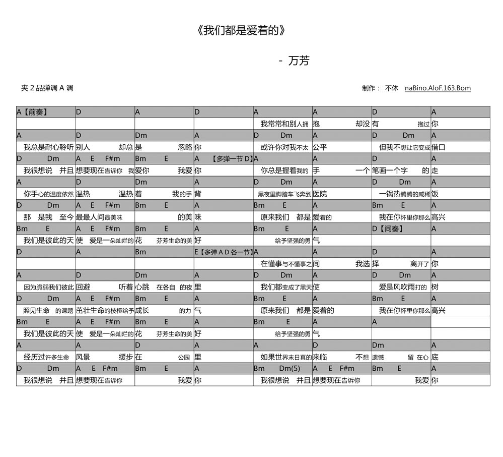 原来我们都是爱着的吉他谱