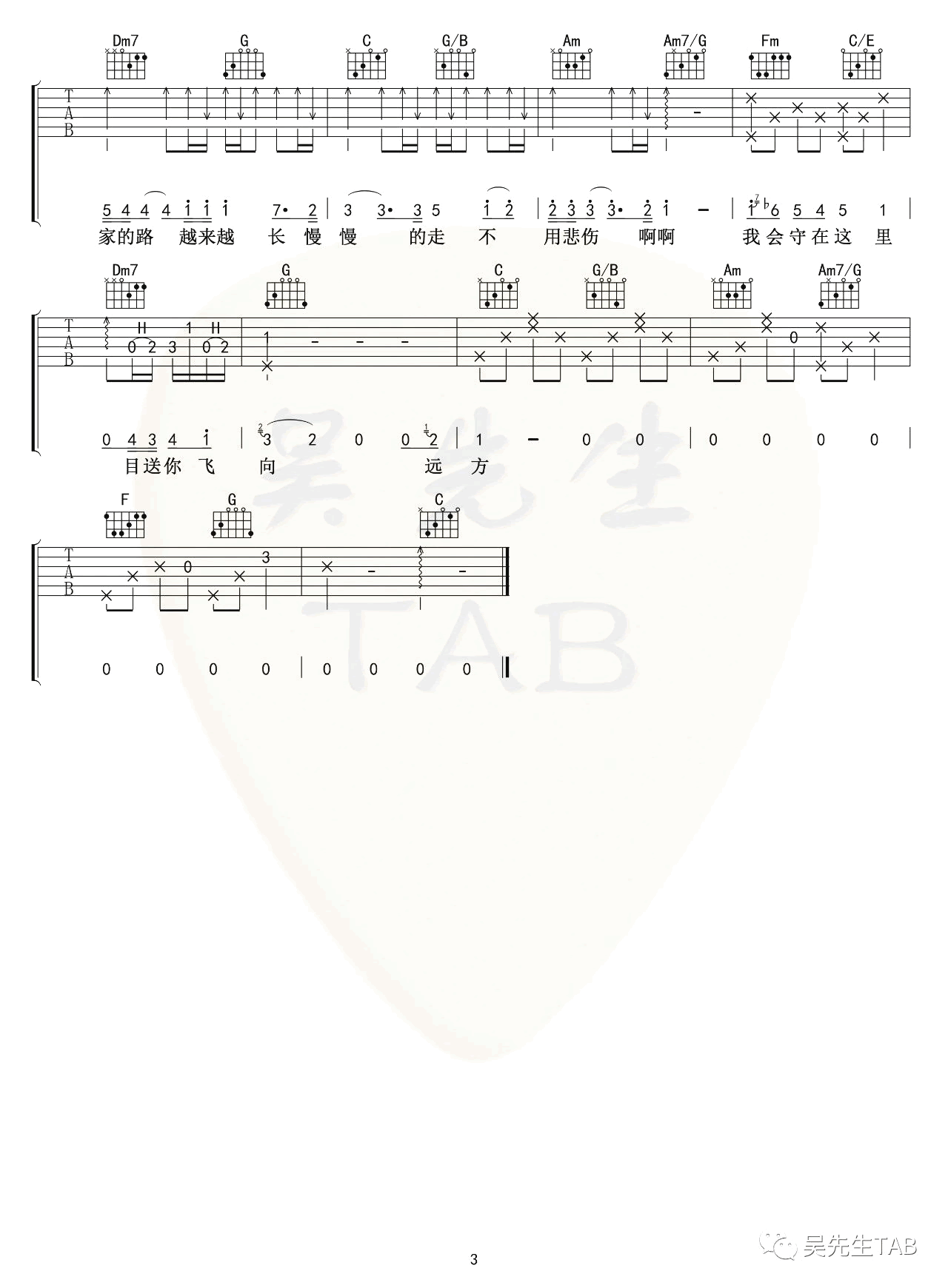 毛不易《我会守在这里》吉他谱3