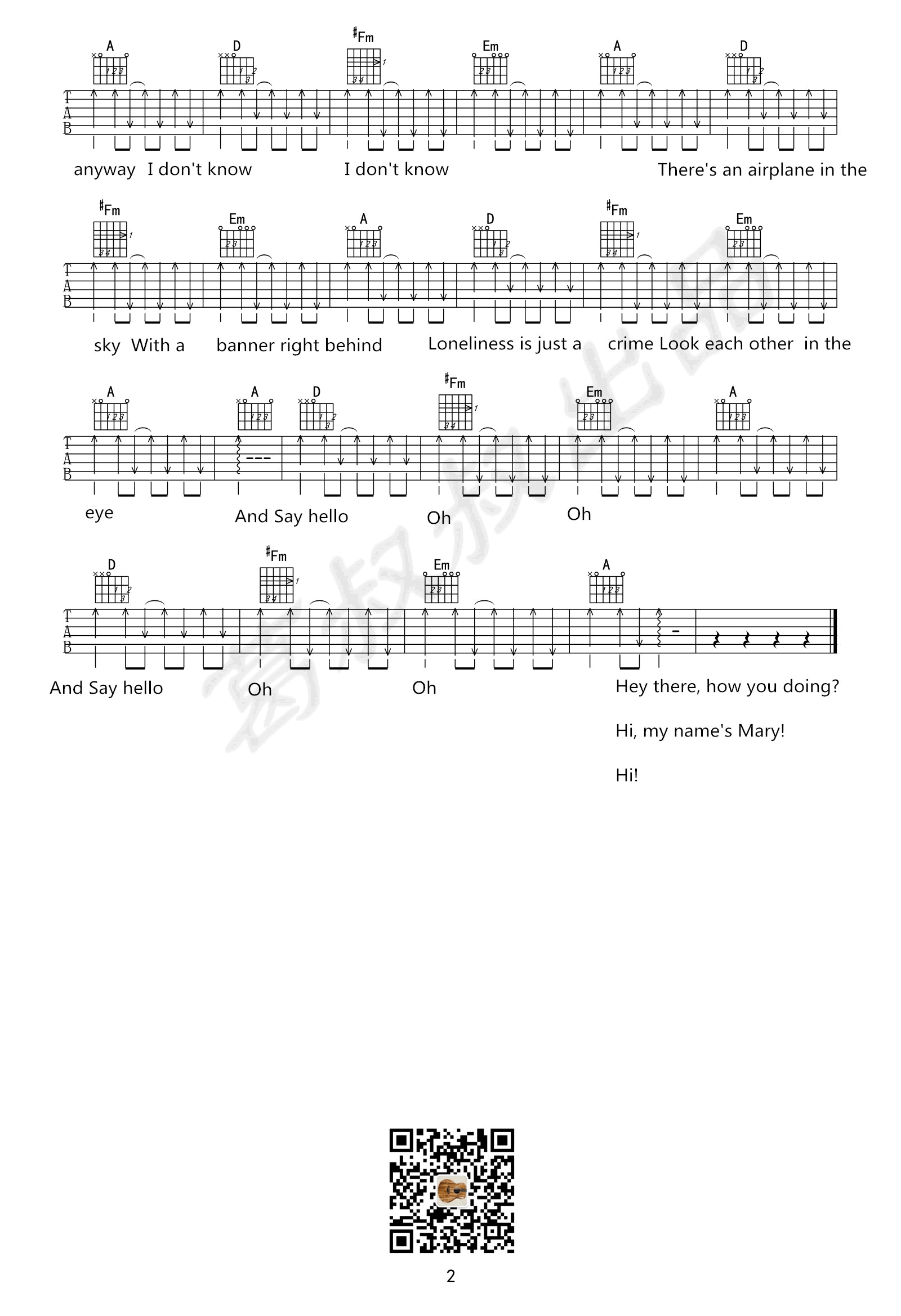 Say Hello吉他谱-2