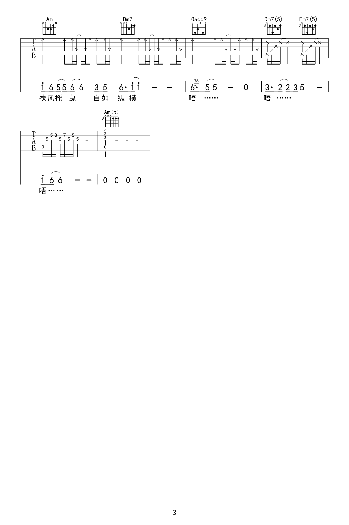 莫文蔚 扶摇吉他谱3