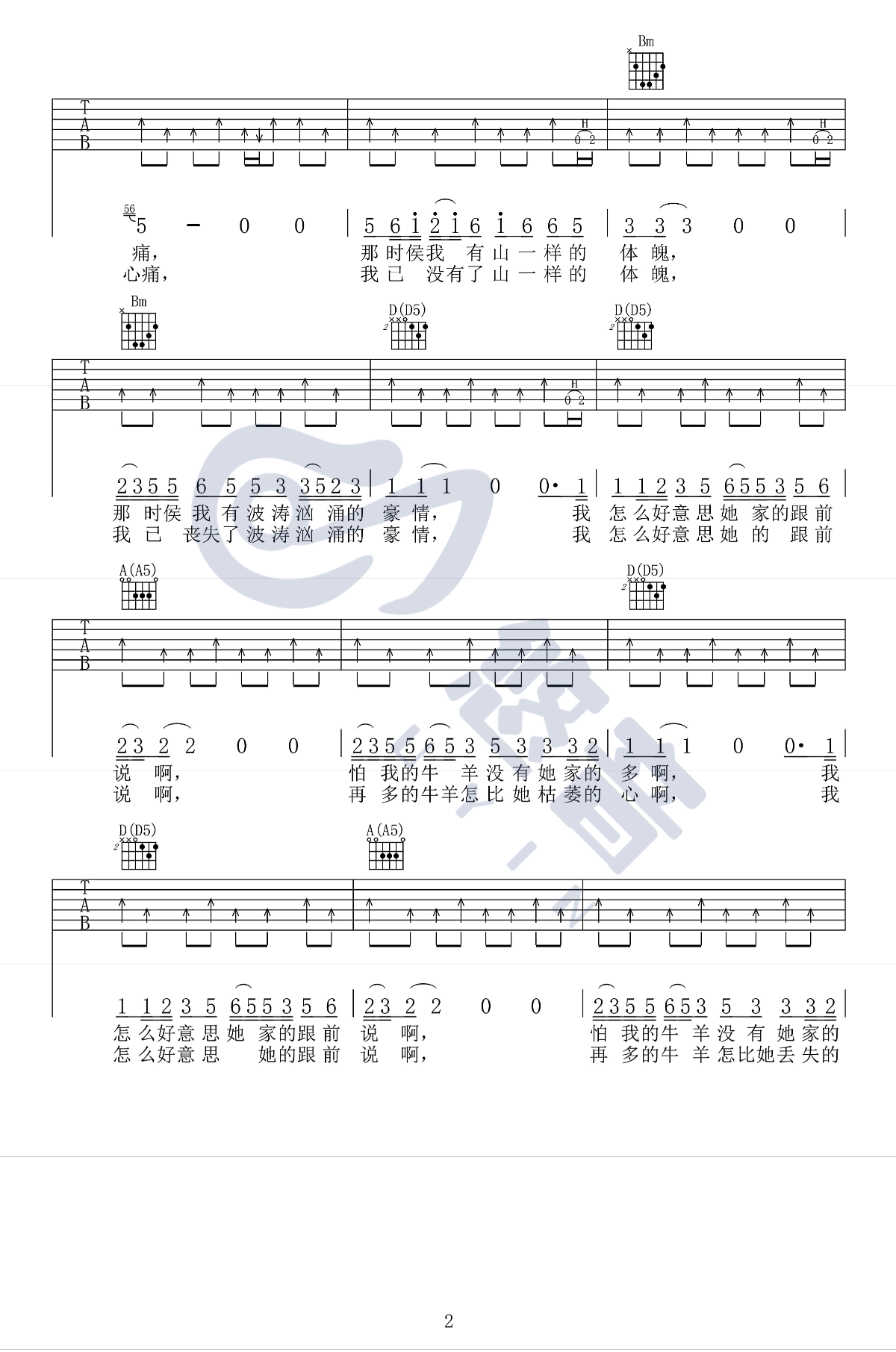 马条《塔吉汗》吉他谱-2